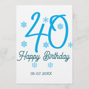 Invitation modèle bleu pour 40e anniversaire avec nom date an