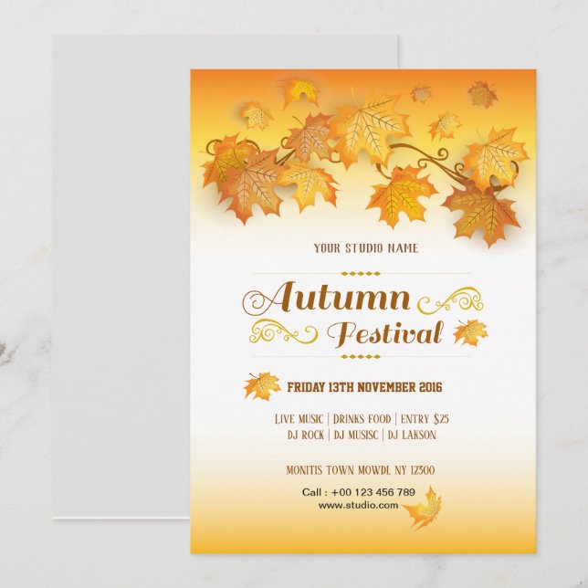 Invitation Modèle d'affiche de Festival d'Automne (Devant / Derrière)