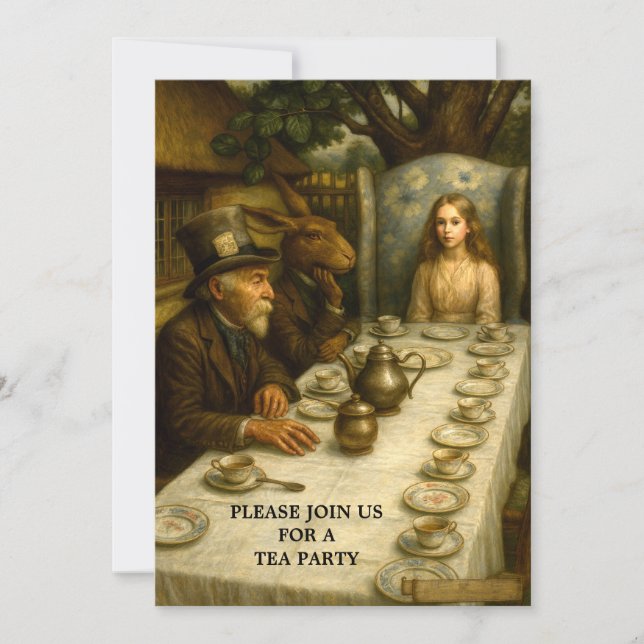 Invitation Modèle d'Alice à la fête de thé du Chapelier Fou (Devant)