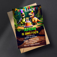 Modèle d'anniversaire de dinosaure quatre dinosaur