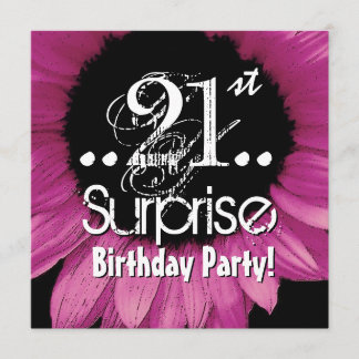 Invitation Modèle d'anniversaire du tournesol rose 21e surpri