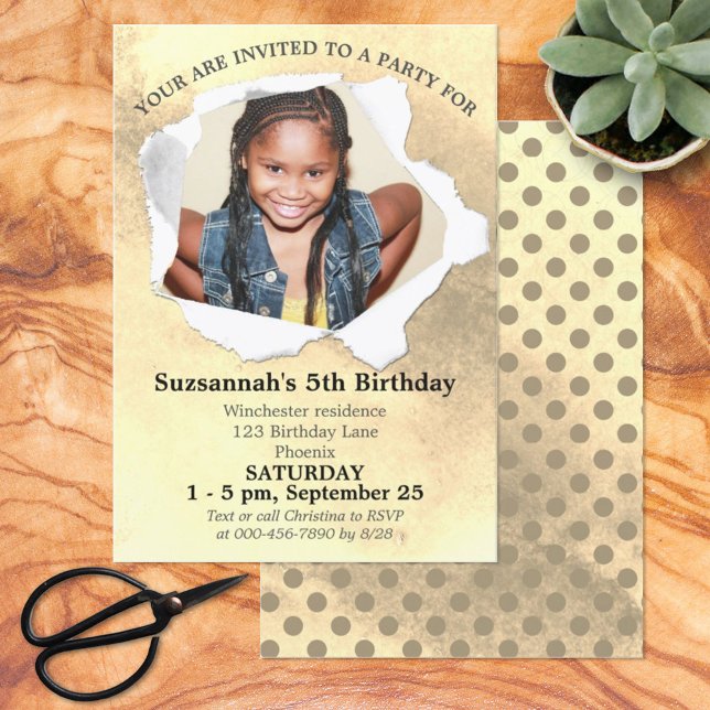 Invitation Modèle d'aquarelle photo personnalisée Forme de po (Créateur téléchargé)