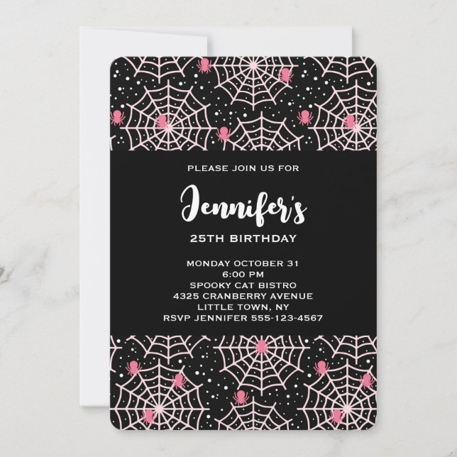 Invitation Modèle d'araignées et de toiles d'araignée pour an (Devant)