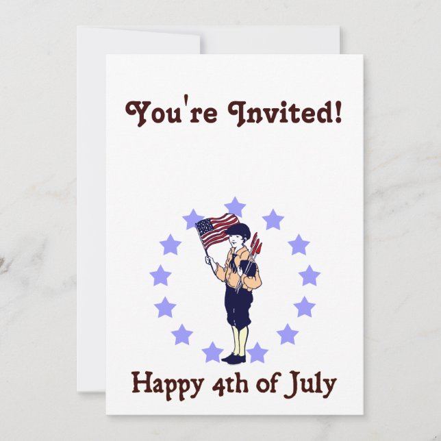 Invitation modèle d'art vintage pour le 4 juillet (Devant)