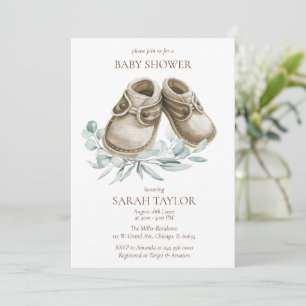 Invitation Modèle de Baby Shower Bottines Bohème Rustique