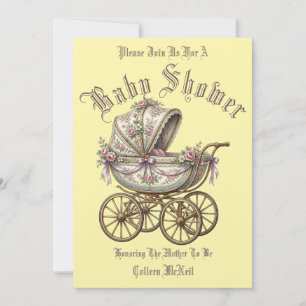 Invitation Modèle de Baby Shower Carrosse Ère Victorienne Rét