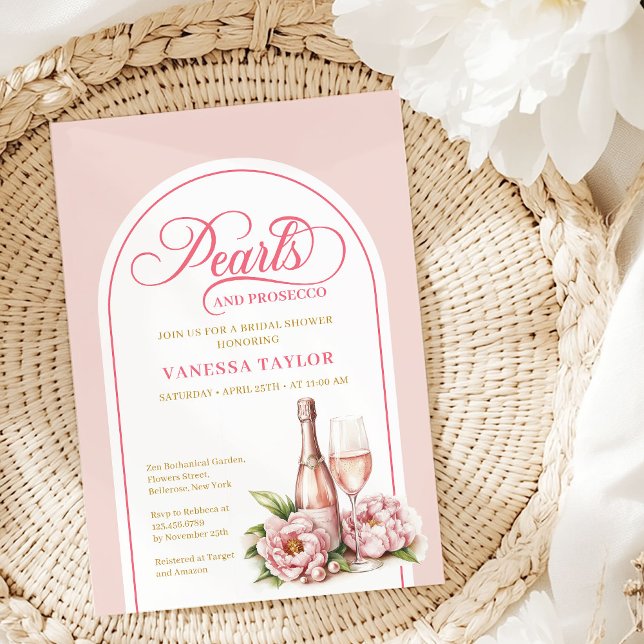 Invitation Modèle de baby shower de mariage perles chic et pr (Chic pearls and prosecco bridal shower template

)