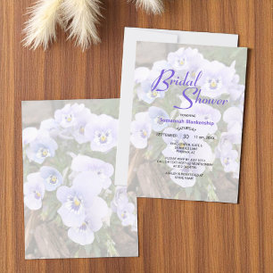 Invitation Modèle de Baby Shower Mariage Photo Violettes Pâle