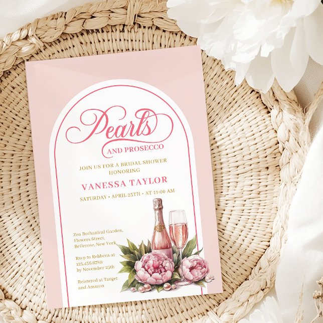 Invitation Modèle de Baby Shower Perles et Prosecco (Chic Pearls and Prosecco Bridal Shower Template)