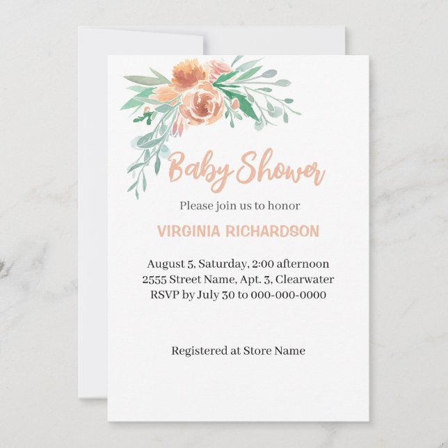 Invitation Modèle de Baby shower précieux (Devant)