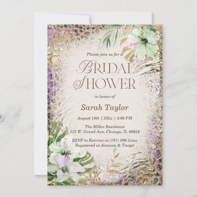 Invitation Modèle de Baby Shower sur le thème de l'Imprimé Lé (Devant)