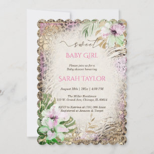Invitation Modèle de Baby Shower sur le thème de l'imprimé lé