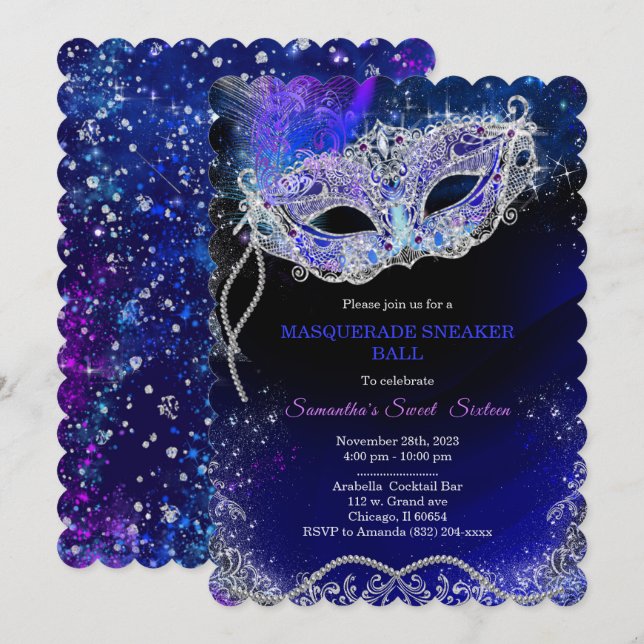 Invitation Modèle de bal de masques personnalisé pour baskets (Devant / Derrière)