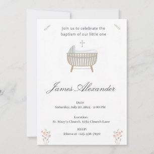 Invitation Modèle de baptême de bébé minimaliste