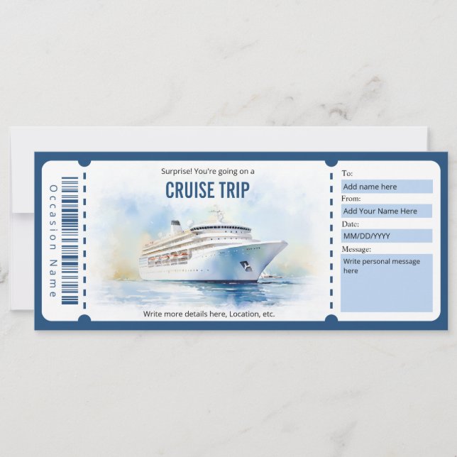 Invitation Modèle de billet de croisière surprise (Devant)