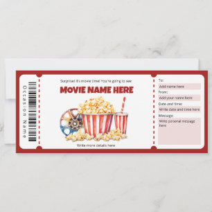 Invitation Modèle de billet de nuit surprise Movie