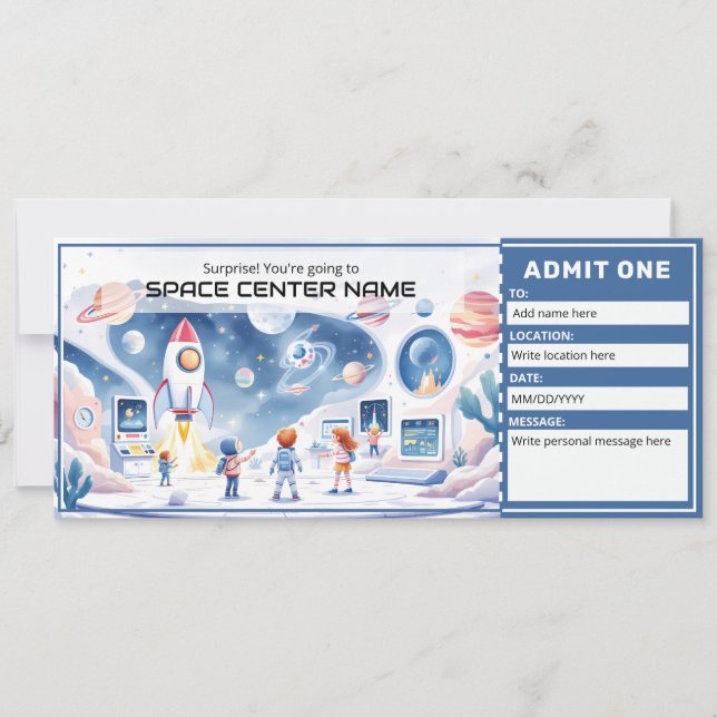 Invitation Modèle de billet du Centre spatial - Musée de l'es (Devant)