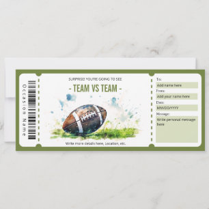Invitation Modèle de billets de football américain surprise