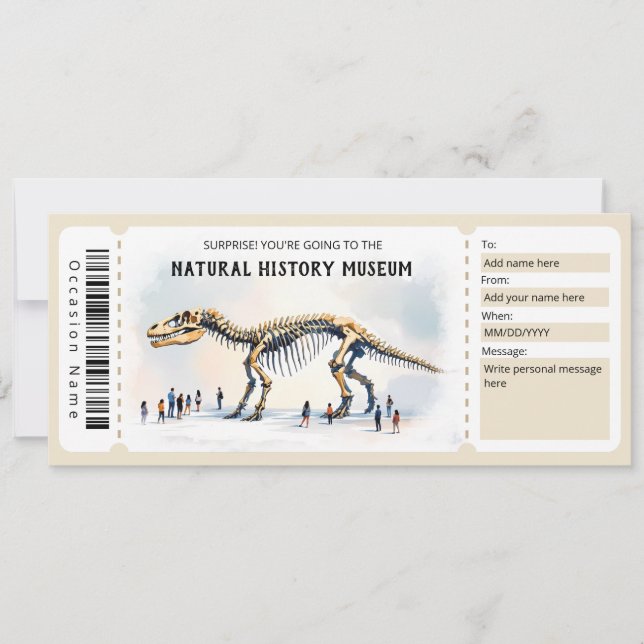 Invitation Modèle de Bon Cadeau du Musée d'Histoire Naturelle (Devant)