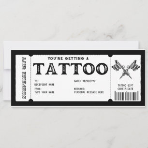 Invitation Modèle de bon cadeau pour tatouage personnalisé