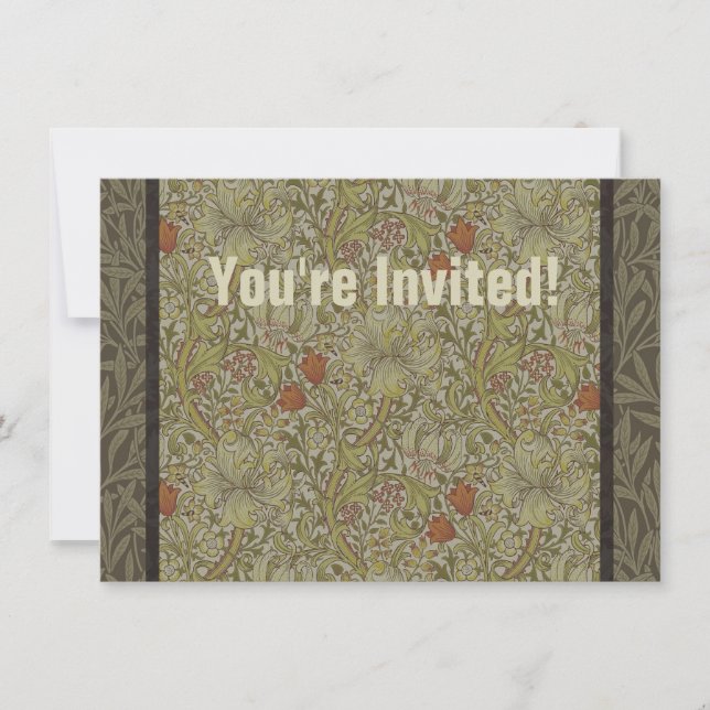 Invitation Modèle de branche de saule et de lys doré de Willi (Devant)
