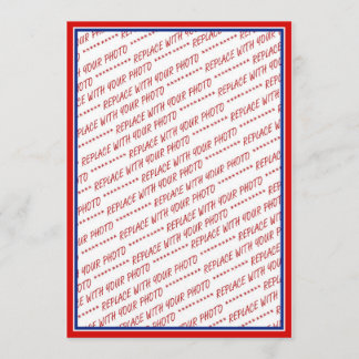 Invitation Modèle de cadre photo blanc et bleu rouge