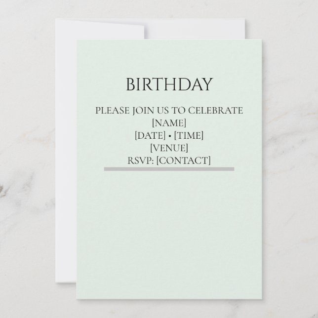 Invitation Modèle de carton d'invitation d'anniversaire vert  (Devant)