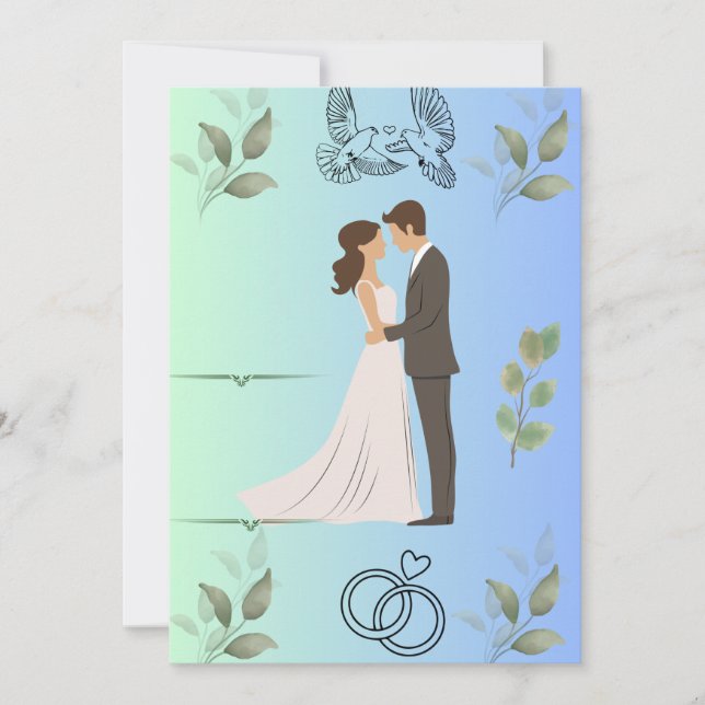 Invitation Modèle de carton d'invitation de mariage élégant m (Devant)