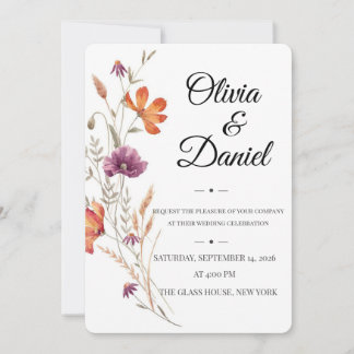 Invitation Modèle de carton d'invitation de mariage floral mi