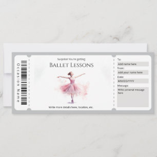 Invitation Modèle de certificat-cadeau de cours de ballet