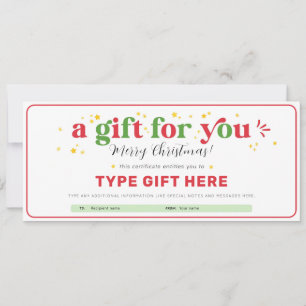 Invitation Modèle de certificat cadeau de Noël personnalisé