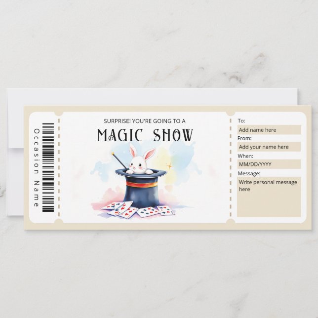 Invitation Modèle de certificat-cadeau de spectacle de magie (Devant)
