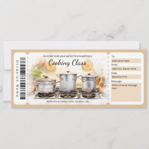 Invitation Modèle de certificat cadeau pour un cours de cuisi