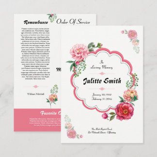 Invitation Modèle de dépliant de funérailles florales élégant