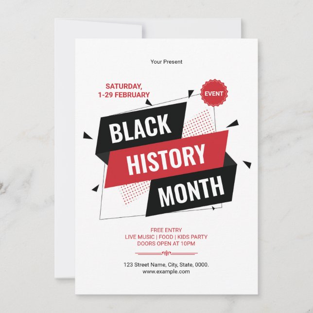 Invitation Modèle de dépliant pour le Mois de l'histoire des  (Devant)