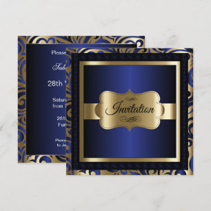Invitation Modèle de fête avec motif tourbillonnant or et ble