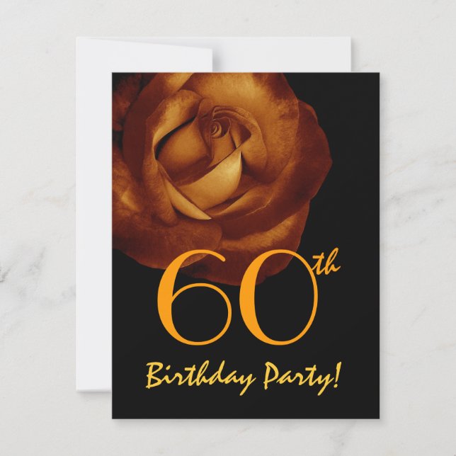 Invitation Modèle de fête d'anniversaire 60 ans Rose Or W428 (Devant)