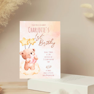 Invitation Modèle de fête d'anniversaire de l'ours en peluche