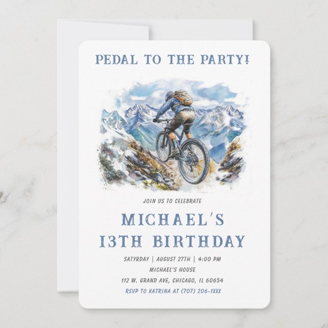 Invitation Modèle de fête d'anniversaire de vélo tout terrain (Devant)