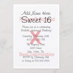 Invitation Modèle de fête d'anniversaire du bonbon 16