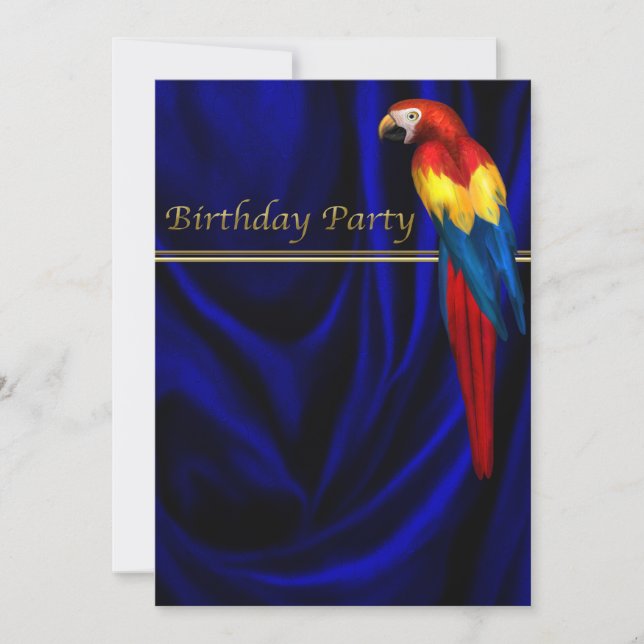 Invitation Modèle de fête d'anniversaire en satin de perroque (Devant)