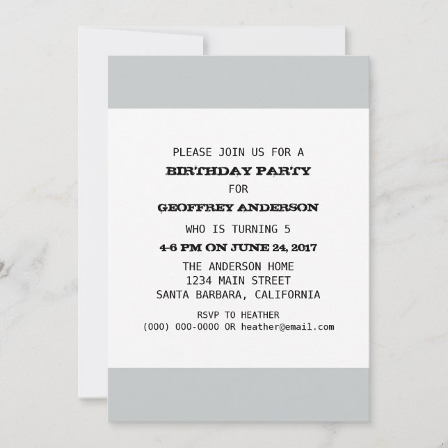 Invitation Modèle de fête d'anniversaire enfant (Devant)