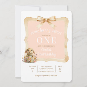 Invitation Modèle de fête de fille lapin floral
