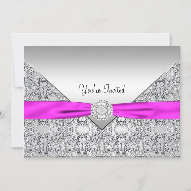 Invitation Modèle de fête de toutes les occasions Hot Pink (Devant)