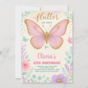 Invitation Modèle de fête florale éditable pour filles