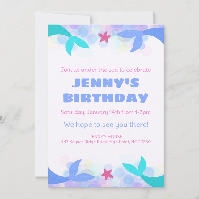Invitation modèle de fête sous la mer pour enfants (Devant)