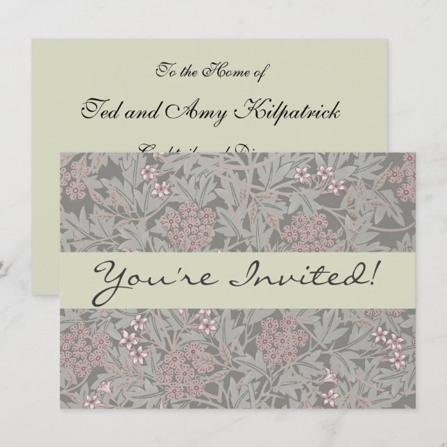 Invitation Modèle de fleur de jasmin de William Morris (Devant / Derrière)
