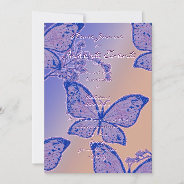 Invitation modèle de fleurs de papillons - personnalisable (Devant)
