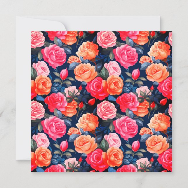 Invitation Modèle de fleurs de roses en fleurs-80037  (Devant)