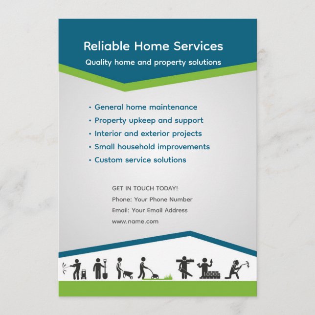 Invitation Modèle de Flyer de Services à Domicile Modifiable (Devant)